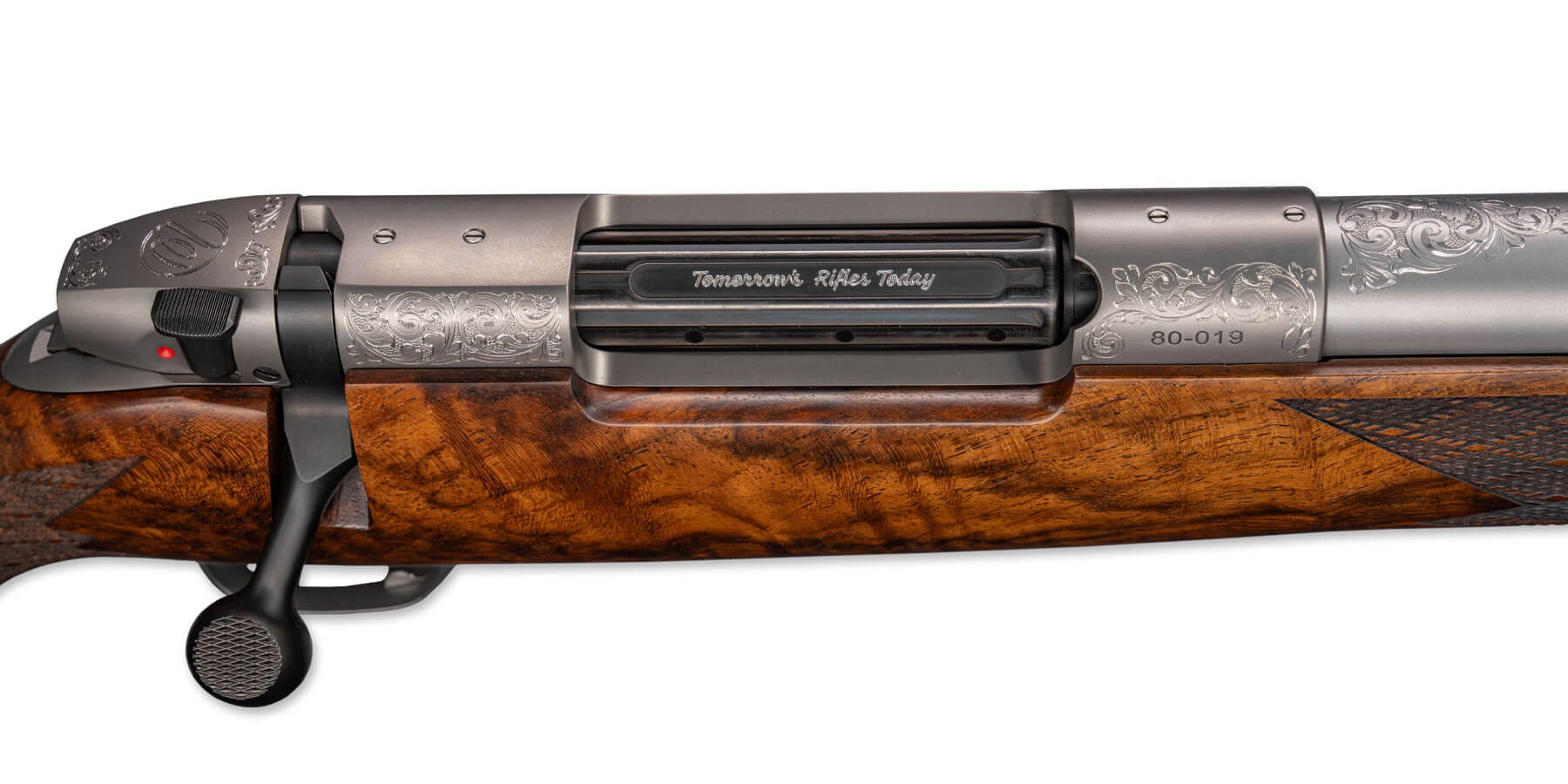 Custom engraved bolt with diamond-like finish