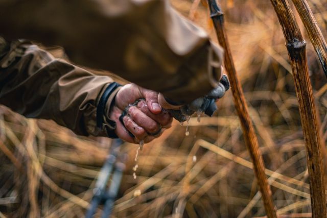Water can be your best friend one moment and ruin a hunt the next. What's your best tip to staying dry in the field?#Weatherby #Backcountry #RainGear