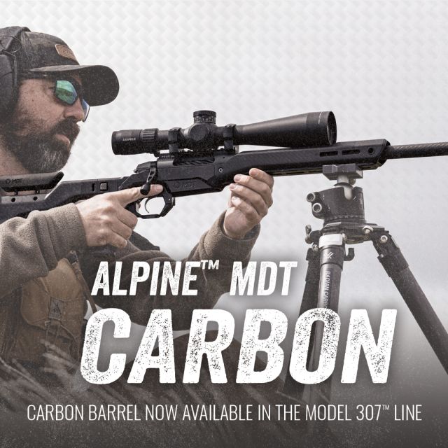 Carbon Fiber Everything!The new Model 307 Alpine MDT Carbon features a @bsfbarrels carbon barrel that delivers unmatched accuracy and proper heat dissipation. This barrel paired with the MDT HNT26 chassis system, TriggerTech trigger, and the ultra smooth Model 307 action ensures you can own the range and dominate the mountains.Oh, and did we mention that we've added shorter barrels in a variety of calibers?#Weatherby #Model307 #Alpine #BackcountryHunting #CarbonFiber