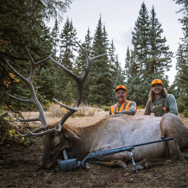 A September elk hunt. Nearly 12,000 feet. Public land with the Model 307 MZY.When Adam Weatherby and Koby headed into the high country last week, they spent several days glassing elk, covering serious ground, and waiting for the right opportunity. After spotting a bull raking alongside his cows, they made their move.The next afternoon, Adam found himself 180 yards from the bull’s bed, waiting with iron sights as the afternoon slowly slipped by.Then, everything came together.Here’s Adam on putting the Weatherby Muzzleloader to the test:“When my team first came to me with the idea of a Weatherby Muzzleloader built off the Model 307 action, I was a bit hesitant. But when I realized it would result in a very accurate and reliable platform that could get you into bugling elk in the middle of September, I warmed up to the idea.After its release this past year, I finally got to put it to the test. A 50 caliber, 340 grain Hornady Bore Driver connected at 180 yards, and the bull didn’t go 10 steps.I guess my team was right. A Weatherby muzzleloader has its place in our lineup of premium firearms, and it afforded me an incredible opportunity to harvest this beautiful bull in the middle of September.”#Weatherby