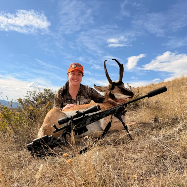 FIRST big game animal DOWN!Part of the Wyoming Women's Antelope hunt put on by @wyowomen Federal's Shotshell Lead Amanda, put a stalk on this Wyoming goat and used the Model 307 Range XP in 6.5 CM using the new Peak+ offering from @federalpremium and harvested her first big game animal. Congratulations Amanda!As a bonus, the Federal team also won the Founders' Cup, a trophy that goes to the team with the closest average shot distance!#Weatherby